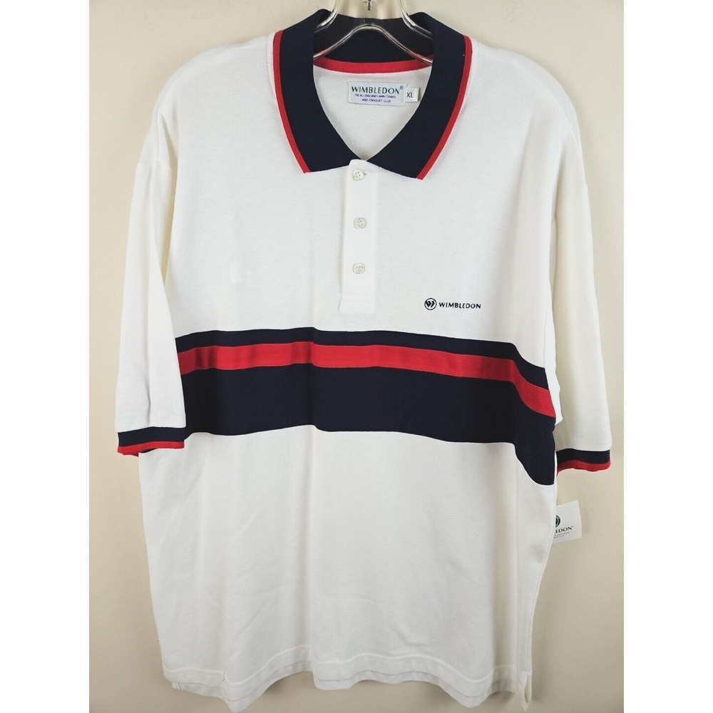 Vtg Official Wimbledon Polo Shirt rugby XL White The All England Tennis Club NWT